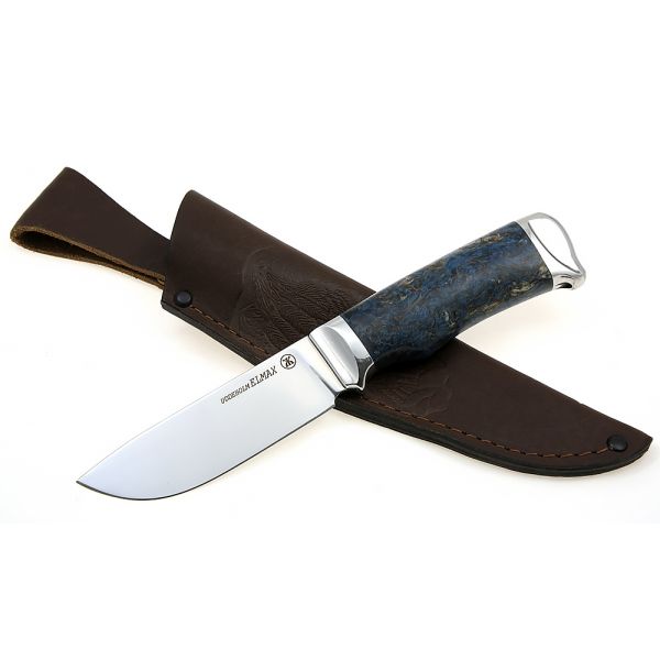 Нож Кедр (порошковая сталь, стабилизированная карельская береза, мельхиор)