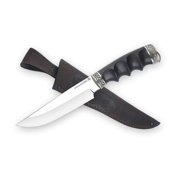 Нож Медведь (порошковая сталь, черный граб под пальцы, литье)