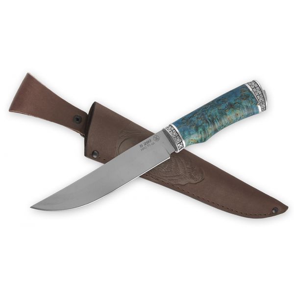 Нож Осётр (сталь s290- стабилизированная карельская береза, литье)