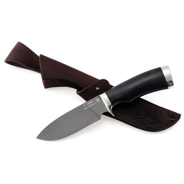 Нож Бобр (сталь к390, черный граб, мельхиор)