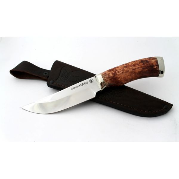 Нож Егерь (порошковая сталь, карельская береза, мельхиор)