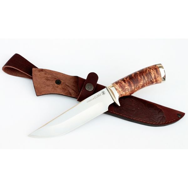 Нож Кадет (порошковая сталь, карельская берёза, мельхиор)
