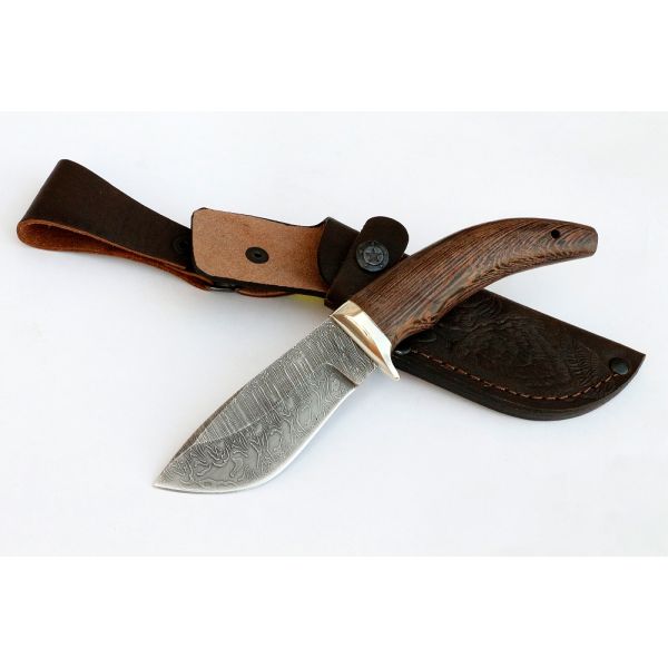 Нож Ёжик 2 (дамаск, бронза, венге)