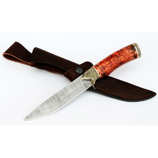 Нож Соболь (дамаск, карельская берёза, литьё 1)