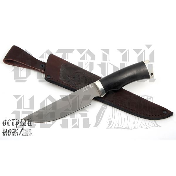 Нож ЗолотоиСкатель (сталь к390, черный граб, мельхиор)
