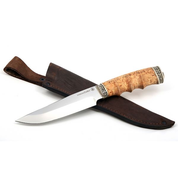 Нож Медведь (порошковая сталь, карельская береза под пальцы, литье)