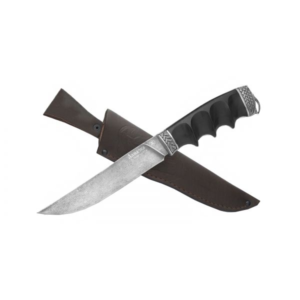Нож Осётр (алмазная сталь, чёрный граб под пальцы, литье)