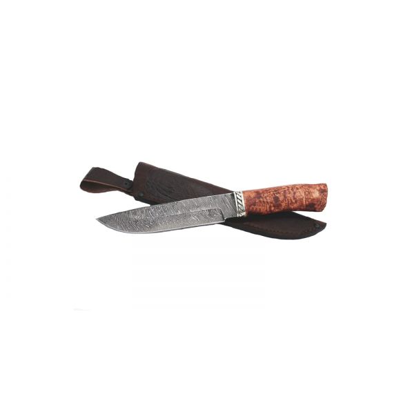 Нож Акула (дамаск, карельская берёза)