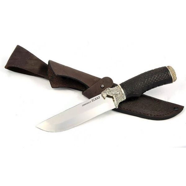 Нож Глухарь (порошковая сталь, черный граб, резьба, литье Кобра)